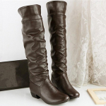 3 spalvų Moteri&scaron;ki madingi batai ant kelių senoviniai britų PU odos batai moteri&scaron;ki žemakulniai moteri&scaron;ki batai su retro sagtimi ilgaauliai 40 juoda