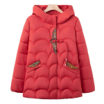 Medvilninis paltas su stovinčia apykakle, su gobtuvu, medvilninis paltas vidutinio amžiaus ir vyresnio amžiaus moterims, senelės žieminė medvilninė striukė 5XL juoda