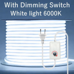 220V LED juosta vandeniui atspari su lę&scaron;iu COB lanksti juosta su jungikliu/reguliuojama EU ki&scaron;tuku kambariui, miegamajam, virtuvei, lauko sodo ap&scaron;vietimui 11M With Dimming Switch &scaron;alta balta spalva