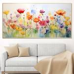 Gėlių fantazija Laukinių gėlių drobės spaudinys, be rėmo Modernus Art Deco, Ideali vidaus sienų dekoracija miegamajam, svetainei, be rėmo 70X140CM NO FRAME beige