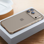 Prabangus aliuminio lydinio rėmelis telefono dėklas iPhone 17 16 15 14 13 12 Pro Max Metalinis rėmelis Visi&scaron;ka kameros objektyvo apsauga Smūgiams atsparus dangtelis For iPhone 16 Pro Max auksinė