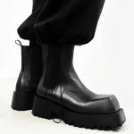 Kvadratinė nosis Platforma Juodi Batai Moterims/Vyrams 2025 Nauji Rudens Žiemos Ankle Boots Plei&scaron;tai &Scaron;oninis Elastingas Audinys Įslystami Batai 35