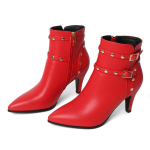 FOREADA Moteri&scaron;ki Ankle Boots Smailus Pir&scaron;tas Kitten Auk&scaron;takulniai Sagtis Užtrauktukas Kniedės Trumpi Batai Moteri&scaron;ki Mados Batai Žieminiai Raudoni 46 41 raudona
