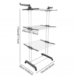 4 pakopų sulankstomas džiovintuvas, laisvai stovintis, kilnojamas skalbinių stovas su 4 ratukais, drabužių kabykla rank&scaron;luosčiams, drabužiams, batams, patalynei pilka