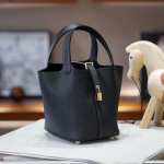 Picotin18 Pusiau rankena Vir&scaron;utinio sluoksnio karvės odos pirkinių krep&scaron;ys &Scaron;imtas stilių Klasikinis moteri&scaron;kas krep&scaron;ys Rankinė 18cm