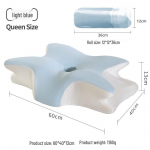 Tarptautinė drugelio formos atminties putų pagalvė kaklo atramai - Auk&scaron;ta/Žema pusė miegantiems ant &scaron;ono Pillow Core + Liner + Outer Pillowcase
