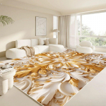 Modernus Baltas Didelis Kilimas Svetainei Prabangus Auksinis Kilimas Namų Dekoras Miegamojo Kilimėlis Lovos &Scaron;one Mink&scaron;tas Neslystantis 200x300 Kilimai 80*120cm