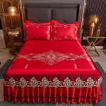 Prabangūs nėriniai Lygus Vėsus Vasarinis Lovatiesė Storas Namų Lovos Sijonas + Pagalvės užvalkalas Paklodės Siuvinėjimas Europieti&scaron;ko stiliaus Lovos užtiesalai 150x200cm 3pcs