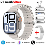 DT Ultra 3 I&scaron;manusis laikrodis Amoled ekranas 4GB MP3 MP4 grotuvas Bluetooth tinklo dalijimasis APP Store ChatGPT i&scaron;manusis AI laikrodis vyri&scaron;kas sportinis laikrodis Mesh tape sidabras