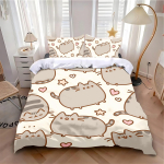 MINISO-Katės Animacinis Patalynės Užvalkalas Pagalvės Užvalkalas Patalynės Komplektas Suaugusiems Berniukui Mergaitei Miegamojo Dekoras Vaikams Viengulis Dvigulis Didelis Dydis EU Single(135*200cm)3pcs