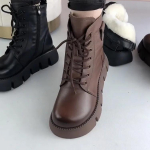 2024 Nauji Sniego Batai Moterims Vintažiniai Apvalianos Nosies &Scaron;ilti Pliu&scaron;iniai Suvarstomi Platforminiai Batai Mink&scaron;tos Odos Neslystantys Storu Padu Trumpas Aulas 40