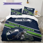 Seahawks ra&scaron;to patalynės antklodės komplektas Antklodės užvalkalas Pagalvės užvalkalas Namų dekoracija Dovana (1 * užvalkalas antklodei + 2 * užvalkalai pagalvėms, be užpildo) 155x200cm