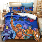 He Man Visatos Valdovai Patogus Antklodės Užvalkalas Pagalvės Užvalkalas Lovos Patalynės Komplektas Vaikų Miegamojo Dekoras Namų Tekstilė AU Single(140*210cm)3pcs blue
