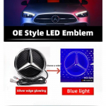 Automobilio grotelių ženklelis, 3D priekinis emblemos LED žibintai Mercedes Benz W205 W212 W213 W204 ML W166 CLA C117 W176 W177 E GLA GLC GLE GLK-X204 2006-2012