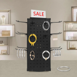 360&deg; besisukantis perforuotos plok&scaron;tės stendas - 4 &scaron;oninis amatininkų organizatorius su 24 kabliukais - 17 colių modernus plieninis laikymo stovas namams ir biurui juoda