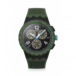 Swatch NAUJAS CHRONO PLASTIKINIS OLIVE RUSH Žalias Laikrodis ant rie&scaron;o, SUSB421, Unisex,