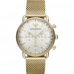 Emporio Armani Aviator Smėlio spalvos Auksinis Metalinis Vyri&scaron;kas Kvarcinis Chronografas AR11315 smėlis