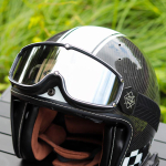 Populiaraus interneto įžymybės Princo motociklo akiniai, Harley retro &scaron;almo akiniai, apsauginiai akiniai nuo vėjo ir smėlio lauko važiavimui Black frame silver piece white
