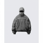 GLYDE Klasikinis Balaklavos Hoodie Vyrams Skalbtas Pilkas Ninja Puloveris Džemperis Hip Hopas Susiuvimo Y2k Vintage Žiemos Gatvės Apranga Poros Vir&scaron;utiniai Drabužiai M pilka