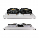 Universalus aliuminio kondensatoriaus radiatoriaus au&scaron;inimo ventiliatoriaus mazgas 14'' x 23'' kar&scaron;tam gatvės automobilio, autobuso, sunkvežimio, pikapo oro kondicionavimo sistemai Suction fan 12V
