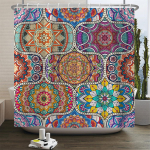 Bohemi&scaron;ko stiliaus du&scaron;o užuolaidos Mandala Boho gėlės ir augalai spausdinimas Vonios užuolaidos Vandeniui atspari poliesterinė vonios užuolaida W180xH180cm