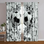 2 vnt. užuolaidų rinkinys Su futbolo ra&scaron;tu Universalios Patvarios Poliesterinės Be strypo Art Deco &Scaron;ventinės Puikios Kambario užuolaidos Pagamintos W100*H160(CM)-Grommet top&1PCS
