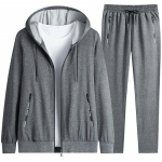 &Scaron;iltas sportinis kostiumas vyrams 2 dalys/komplektas Sportinis kostiumas Su gobtuvais Rinkiniai Vėjui atsparus Sporto salė Bėgimas Sportinė apranga M
