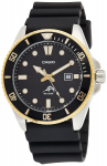 Casio Nerūdijančio plieno kvarcinis laikrodis su derva, vyri&scaron;ka nardytojo stiliaus apyrankė, juodas, 25,6 cm (Modelis MDV-106G-1AVCF) auksas