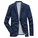 Pavasario ir rudens mados Vyri&scaron;kas didelis laisvalaikio kostiumas Atvartas Slim Fit Vyri&scaron;kas kostiumas Striukė kvėpuojantis ir patvarus patogus paltas M mėlyna