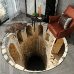 3D dugno bedugnės apvalus kilimas svetainei, miegamajam, vizualinės iliuzijos didelis kilimas, namų dekoras, neslystantis grindų kilimėlis, 2D spausdintas kilimas 120cm x 120cm