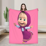 M-Masha ir B-Me&scaron;kos Flaneliniai pledai Žieminiai &Scaron;ilti patalynės užklotai Vaikui Sofai Lovai Spausdintas lovatiesė Sofos lovos užvalkalas 150cmx180cm