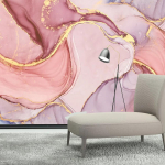 Rožiniai marmuriniai tapetai svetainės sienoms, namų dekoras, kavinės sofos fonas, marmuriniai freskos 200 cm(W) x 140 cm(H)