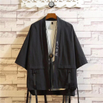 Vyri&scaron;kas japoni&scaron;kas kimono klasikinis mados dizainas, laisvalaikio kardiganas, laisvas priekyje atviras apsiaustas &scaron;varkas, juodas plius dydis XXXL white