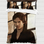Damon Salvatore Lova Antklodės Užvalkalas, Siaubo Vampyro Gerbėjo Prekė Lovos Patalynės Komplektai Vaikams 2 Dalių Mink&scaron;tas Mikropluo&scaron;to Antklodės Užvalkalas Suaugusiems 135*200cm
