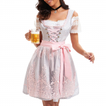 4 vnt. Vokiečių Bavarijos alaus festivalio aprangos Oktoberfest kostiumai moterims Dirndl suknelės Bluzonas Prijuostė Kaspinų rinkinys XL gray