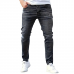Vyri&scaron;ki Slim Fit tiesaus kirpimo kelnės Madingi džinsai Vienspalvės pie&scaron;tuko formos kelnės Vyri&scaron;ki drabužiai Vyri&scaron;ki džinsai Kasdienės siauros kelnės Tamprios džinsinės kelnės S juoda