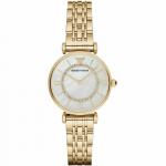 Emporio Armani AR1907 Motinos perlo ciferblatas Aukso spalvos nerūdijančio plieno moteri&scaron;kas laikrodis 32mm auksas