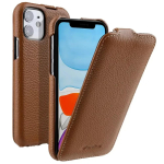 Melkco Vertikalus natūralios odos dėklas IPhone 14 Pro Max 15 16 Plus 17 Air 13 11 12 Mini XS Max XR, pirmas sluoksnis, karvės odos dangtelis iPhone17 Pro Max ruda