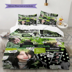 Billie Eilish ra&scaron;tuota patalynė, antklodės komplektas, antklodės užvalkalas, pagalvės užvalkalas namams, gimtadienio dovana (1 * antklodės užvalkalas + 2 * pagalvės užvalkalai, be &scaron;erdies) 155x200cm