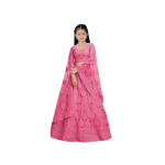 Suppar Sleave Mergaičių Lehenga Choli Etninis Drabužis Siuvinėtas Lehenga Choli ir Dupatta Rinkinys (Maharani) 10-11 Y rožinė
