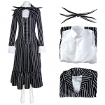 Jack Skellington Vyri&scaron;kas pilnas kostiumas Kalėdų i&scaron;vakarės Skeletas Kostiumas Helovino Cosplay Apranga M black