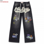 Vale Valley Streetwear Siuvinėti Džinsai Unisex Laisvo Tiesaus Kirpimo Laisvalaikio Kelnės Paaugliams W36 juoda