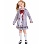 Zombių studento Helovino kostiumas su permatomomis detalėmis vaikams GrayGirl,XL(14-16Y) gray