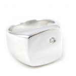 Chevali&egrave;re Homme Argent 'Charles' Blanc argent&eacute; (rhodi&eacute;) - 13x13 mm