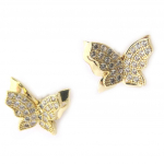 Les Tr&eacute;sors De Lily [M8909] - Boucles Plaqu&eacute; Or 'Papillons' blanc dor&eacute; - 10x9 mm