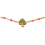 Les Tr&eacute;sors De Lily [R0233] - Collier cr&eacute;ateur acier 'Arbre de Vie' corail dor&eacute; - 10x8 mm