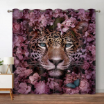 Leopardo gėlių langų užuolaidos Svetainės Tigras Užuolaidos miegamojo bendrabučiui Laukinė Liūta Rožė Estetinis namų dekoras 2 plok&scaron;tės