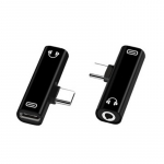 2 IN1 C tipo iki 3,5 mm lizdo ausinių įkrovimo kabelio garso keitiklio OTG adapteris, skirtas Xiaomi Samsung Huawei plan&scaron;etiniam kompiuteriui juoda