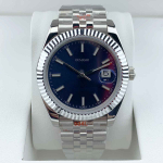 41 mm vyri&scaron;kas mechaninis laikrodis, atsparus vandeniui, automatinis Miyota 8215 judesys &scaron;vytintis giliai mėlynas Dail