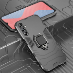 KEYSION atsparus smūgiams &scaron;arvų dėklas, skirtas Samsung M34 5G F54 F34 A25 silikonas+PC metalinis žiedinis stovas Telefono galinis dangtelis, skirtas Galaxy S23 FE 5G for Samsung M34 5G raudona